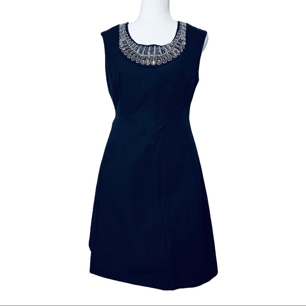 ALFANI beaded embellished collar black dress size 8